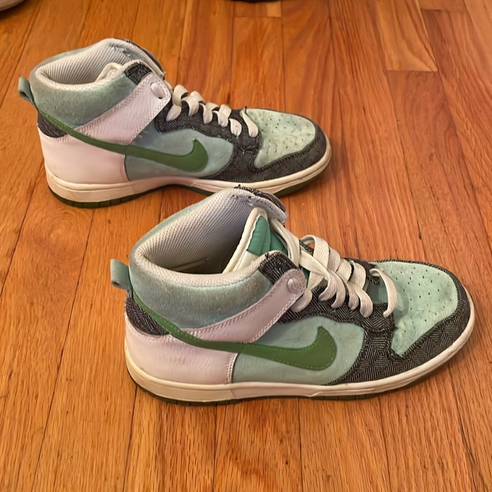 nike dunk hi 6.0 / US size 6.5 Women (UK size 4) / green white and black